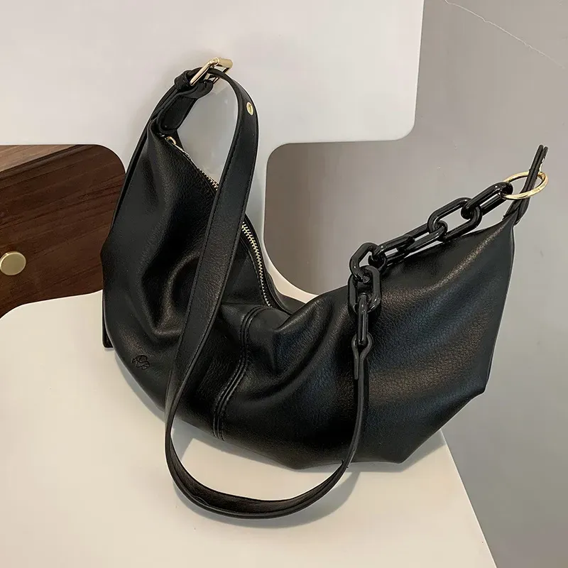 Women Fashion Solid Color PU Shoulder Dumpling Bag - Image 9