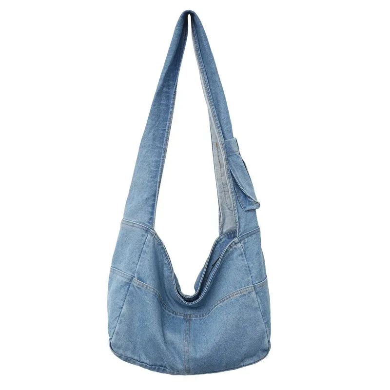 Women Fashionable Large Capacity Denim Shoulder Tote Bag - Image 6