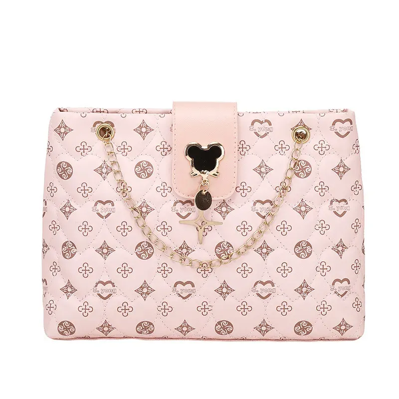 Women Simple Fashionable Printed Square Large Capacity Chain Shoulder Bag - Image 5