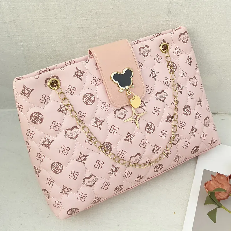 Women Simple Fashionable Printed Square Large Capacity Chain Shoulder Bag - Image 8