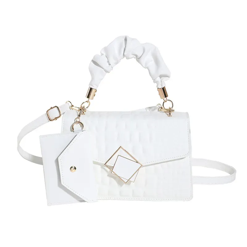 Fashion Solid Color Crocodile Embossed Shoulder Bag - Image 6