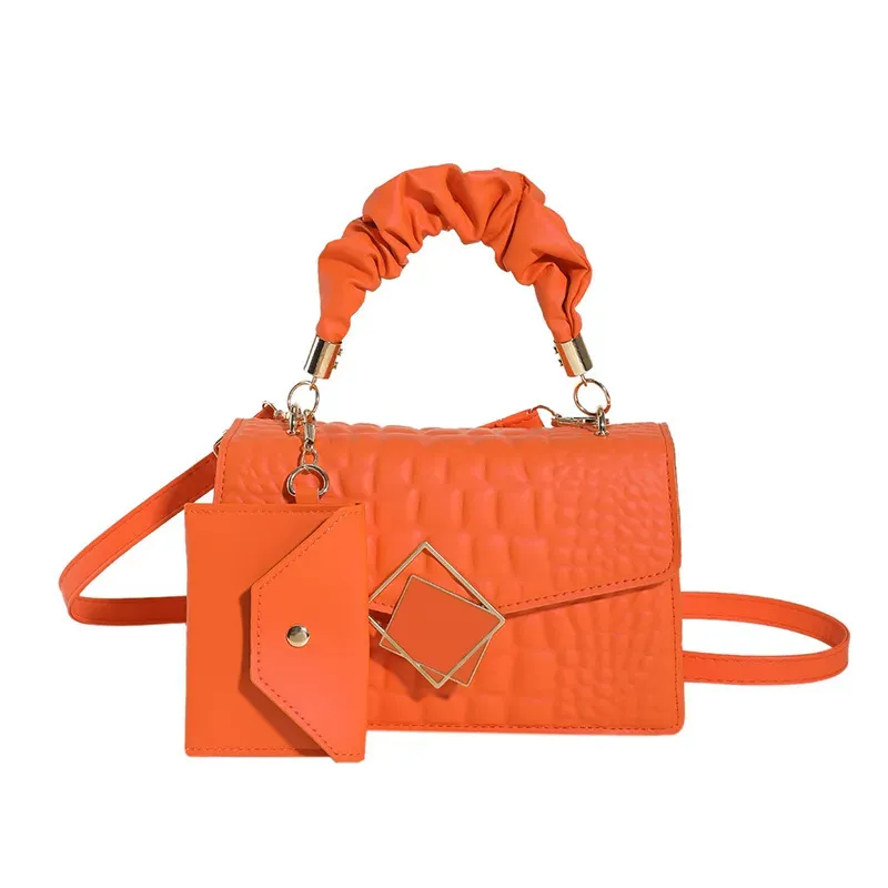 Fashion Solid Color Crocodile Embossed Shoulder Bag - Image 9