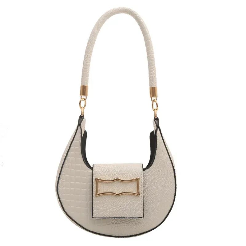 Simple And Fashionable Crocodile Pattern Solid Color Underarm Bag - Image 5