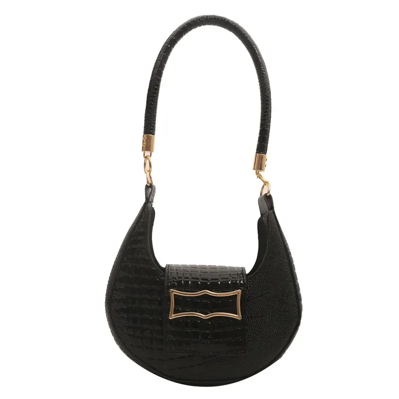 Simple And Fashionable Crocodile Pattern Solid Color Underarm Bag - Image 6