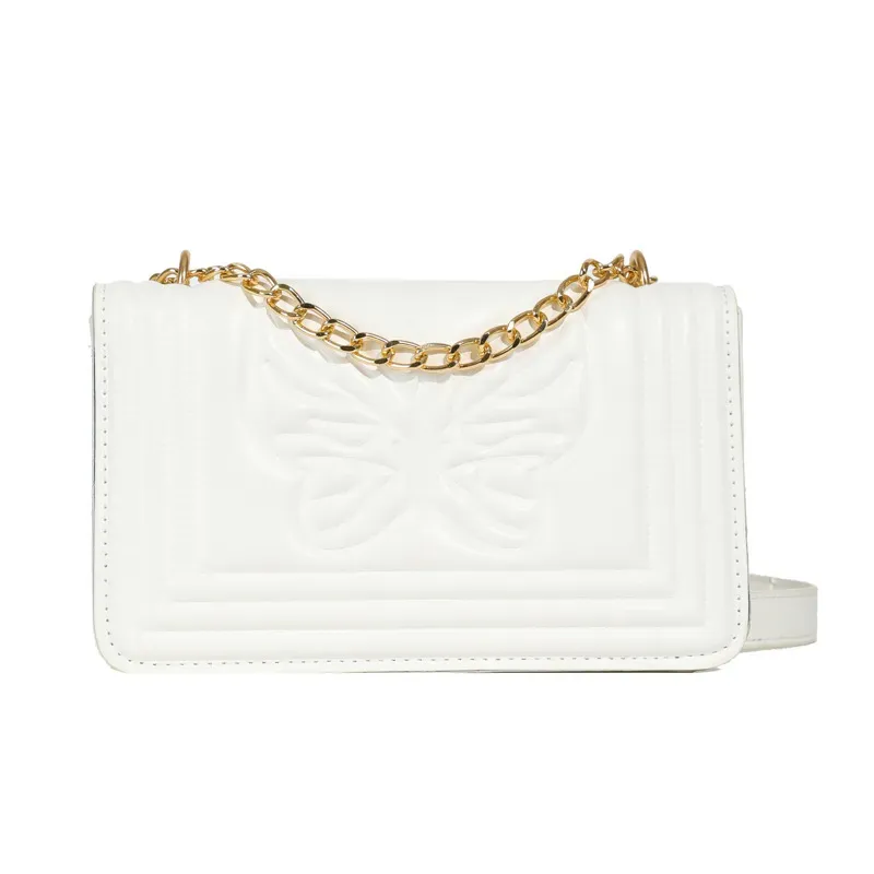 Fashion Solid Color Butterfly Embossed Square Shoulder Bag - Image 6