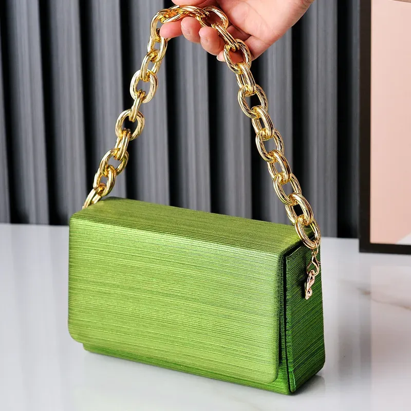 Women Fashion Solid Color Square Flap Chain Handle Evening Bag