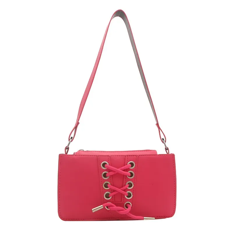 Fashion Lace-up Solid Color Square Shoulder Bag - Image 7
