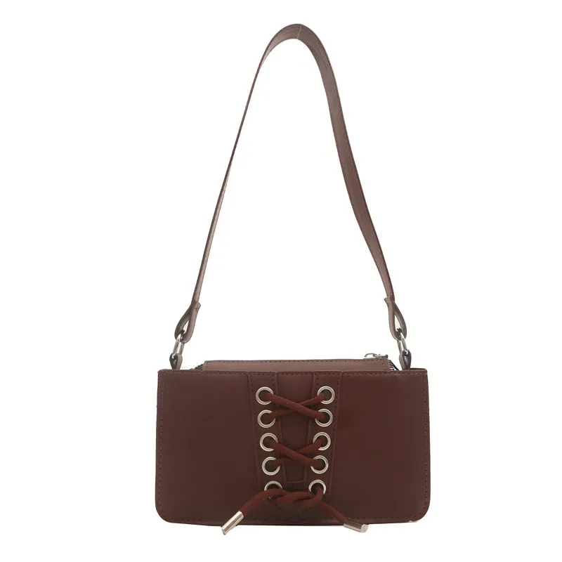 Fashion Lace-up Solid Color Square Shoulder Bag - Image 10