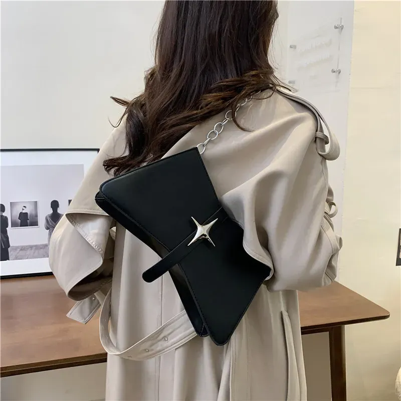 Women Fashion Solid Color Star Chain Square Shoulder Underarm Bag - Image 3