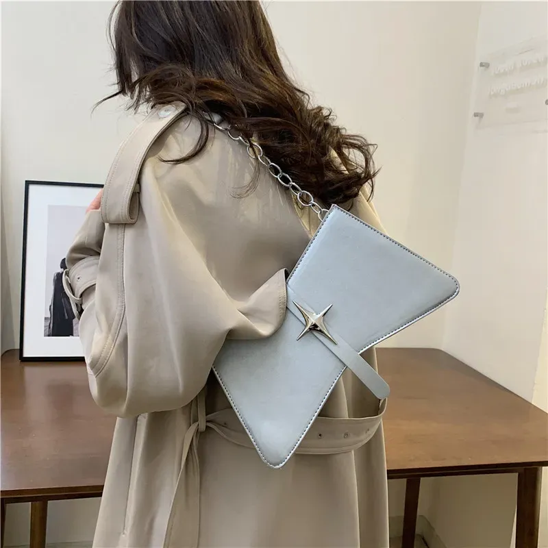 Women Fashion Solid Color Star Chain Square Shoulder Underarm Bag - Image 4