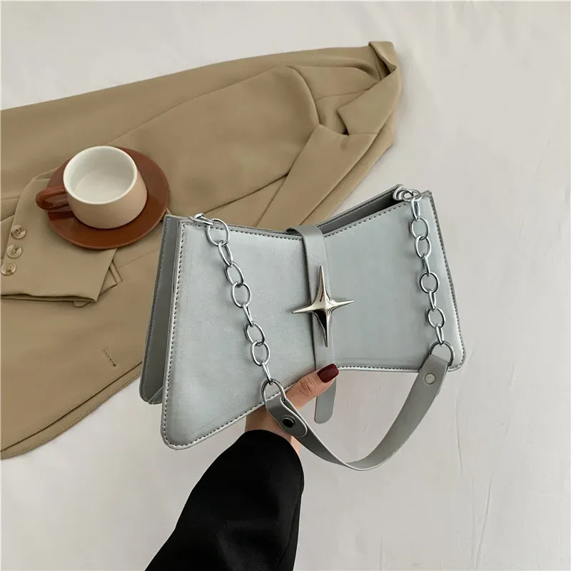Women Fashion Solid Color Star Chain Square Shoulder Underarm Bag - Image 7