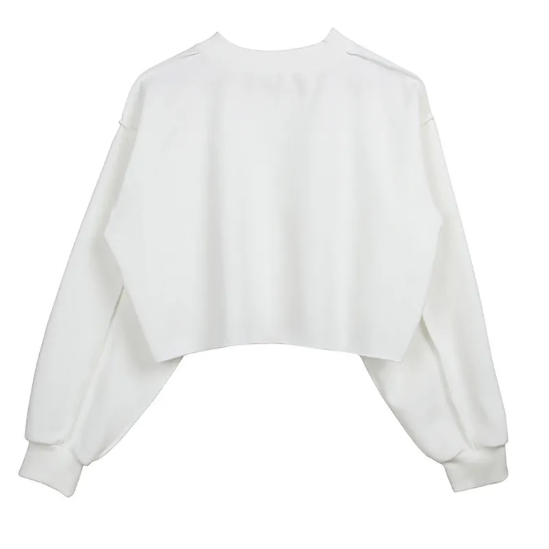 Autumn Winter Women Casual Solid Color Round Neck Long Sleeve Crop Blank Sweatshirt - Image 20