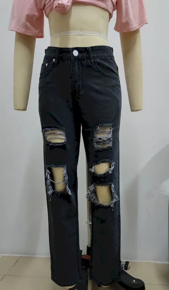 Women Fashion Slim-Fit Ripped Jeans - Image 5