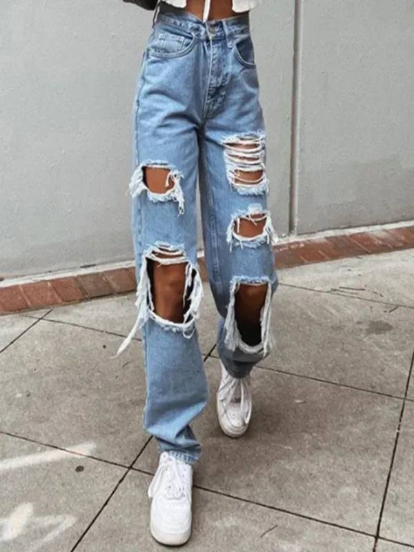 Women Fashion Slim-Fit Ripped Jeans - Image 7