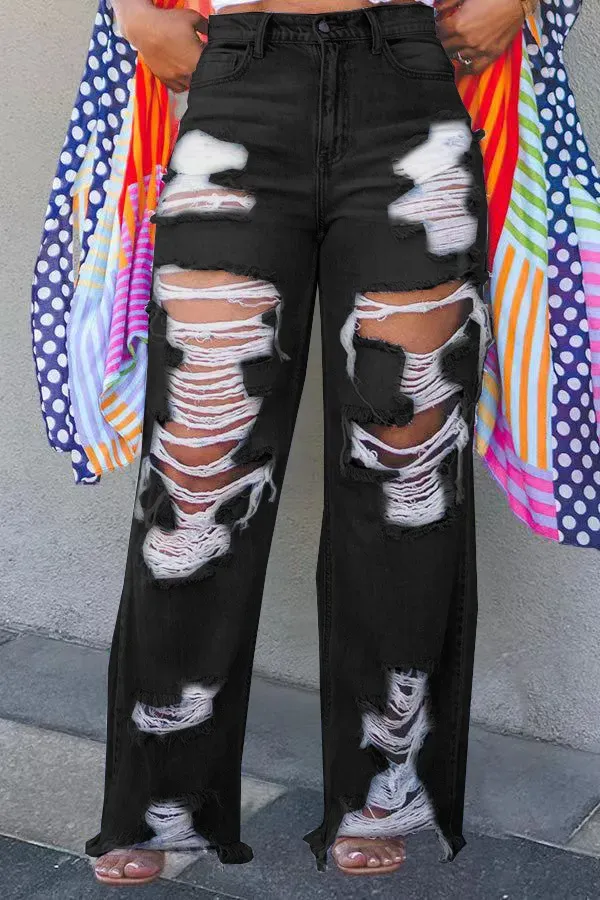 Women Fashion Loose Ripped Jeans - Image 7