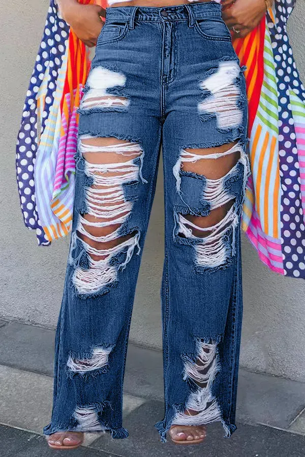 Women Fashion Loose Ripped Jeans - Image 8