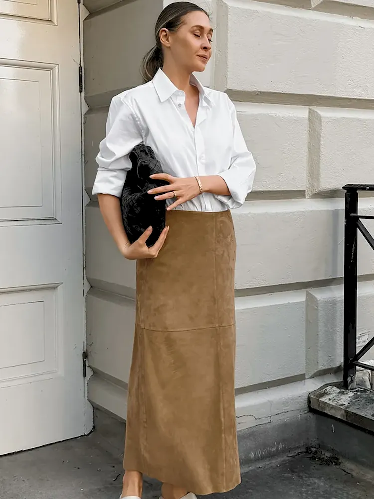 Summer Women Simple Solid Color High Waist Skirt - Image 4