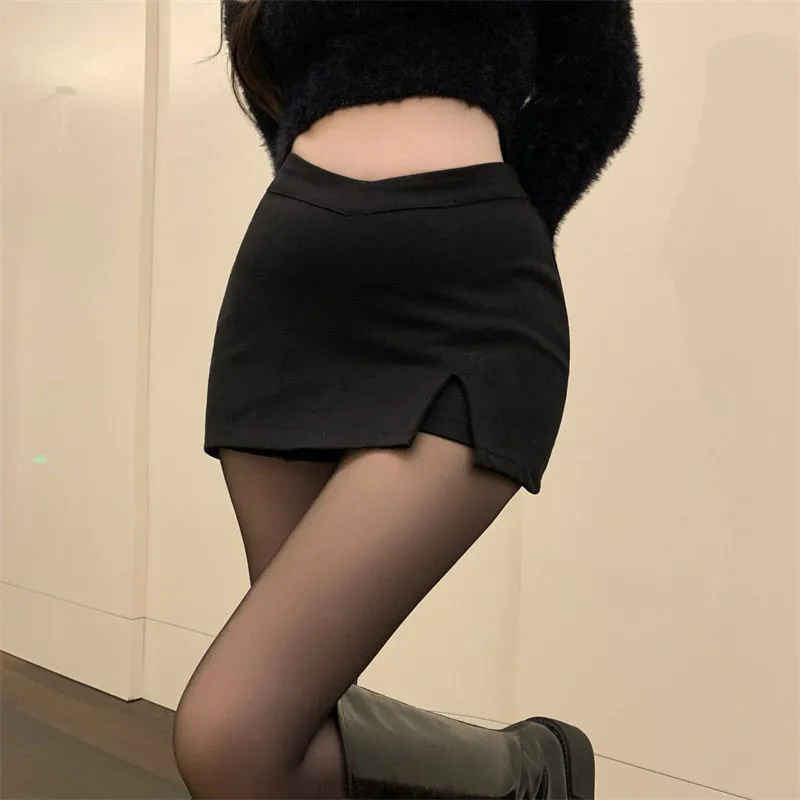 Summer Women Fashion Retro V Split Skirt