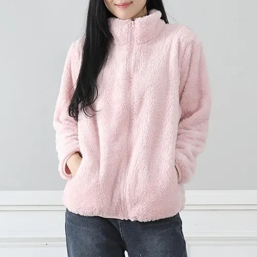 Autumn Winter Women Fashion Double-Sided Fleece Stand Collar Warm Thick Long Sleeve Coat - Image 5