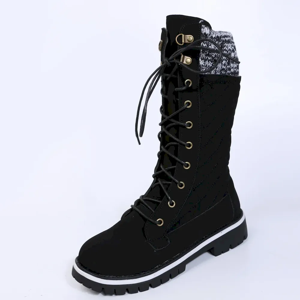 Autumn Winter Women Fashion Plus Size Strap Warm Side Zipper Mid-Calf Boots - Image 6