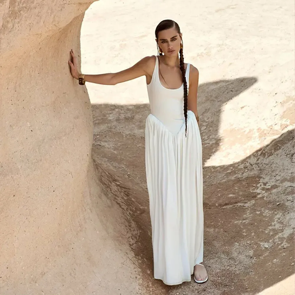 Women Fashion Sexy Backless Loose Strap Split Maxi Dress - Image 3