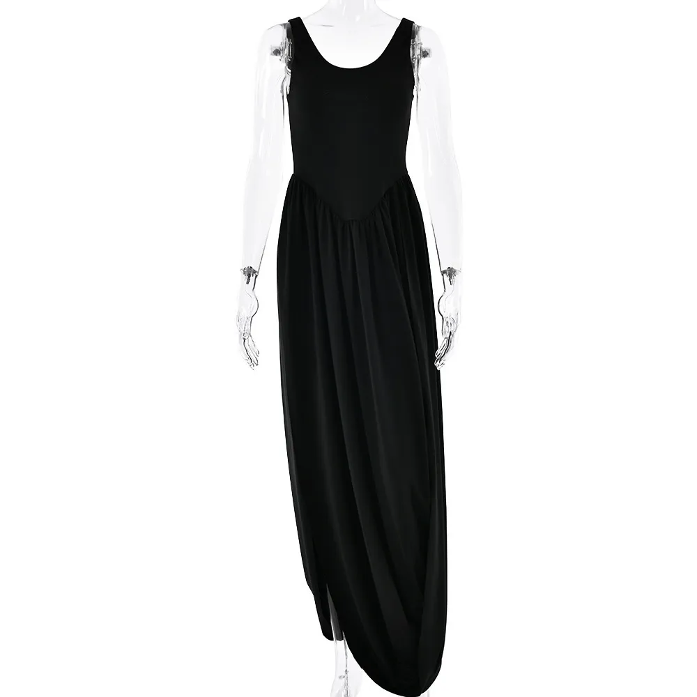 Women Fashion Sexy Backless Loose Strap Split Maxi Dress - Image 6