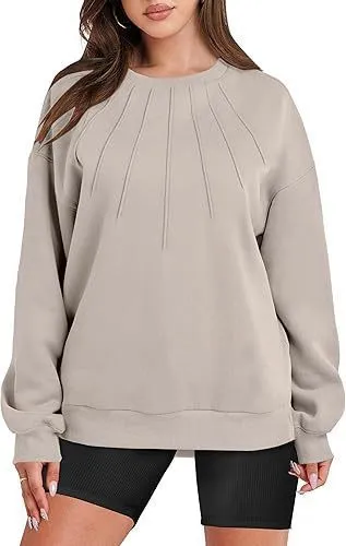 Autumn Winter Women Casual Loose Solid Color Round Neck Long Sleeve Sweatshirt - Image 4