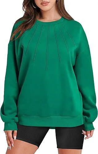 Autumn Winter Women Casual Loose Solid Color Round Neck Long Sleeve Sweatshirt - Image 6