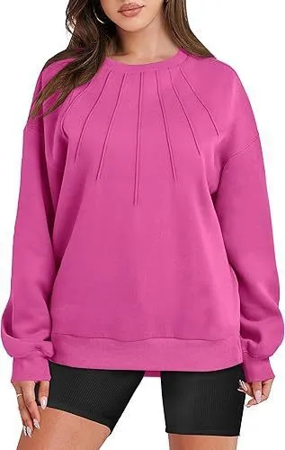 Autumn Winter Women Casual Loose Solid Color Round Neck Long Sleeve Sweatshirt - Image 7