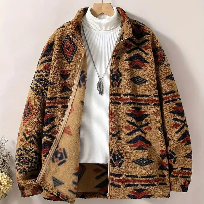 Western Elegant Casual Women Autumn And Winter Plush Long Sleeve Warm Fleece-Lined Jacket Coat