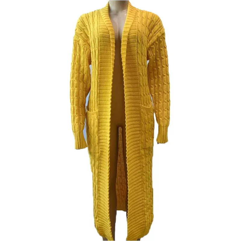 Autumn Winter Women Fashion Solid Color Long Sleeve Sweater Coat - Image 5