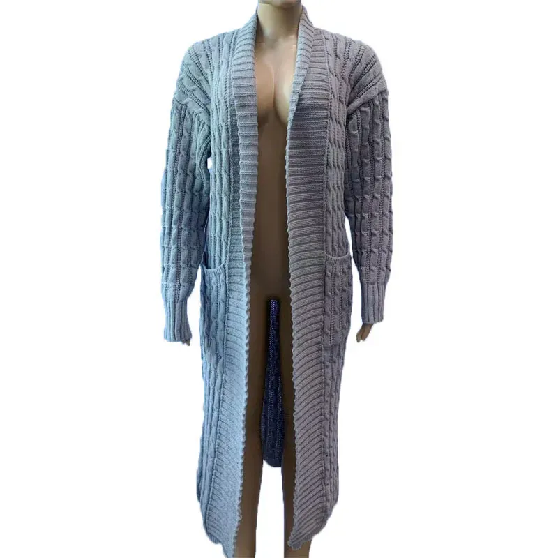 Autumn Winter Women Fashion Solid Color Long Sleeve Sweater Coat - Image 6