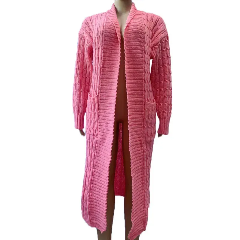 Autumn Winter Women Fashion Solid Color Long Sleeve Sweater Coat - Image 13