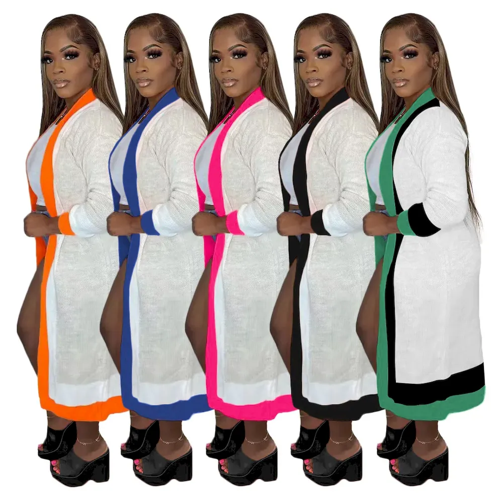 Autumn Winter Women Fashion Long Knitted Sweater Coat - Image 4