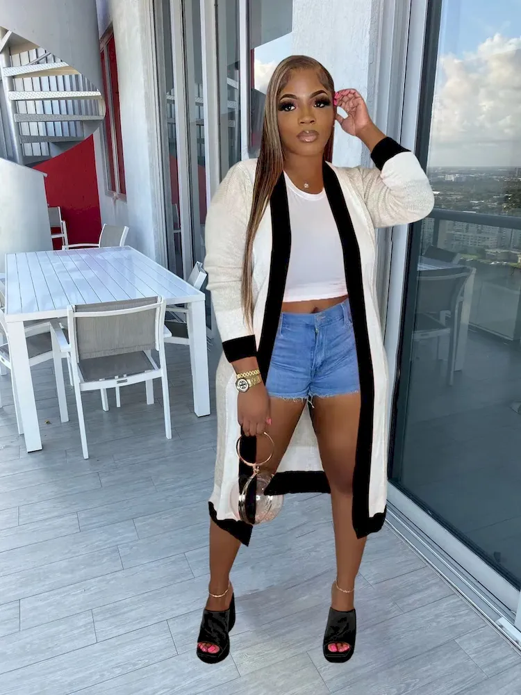 Autumn Winter Women Fashion Long Knitted Sweater Coat - Image 9