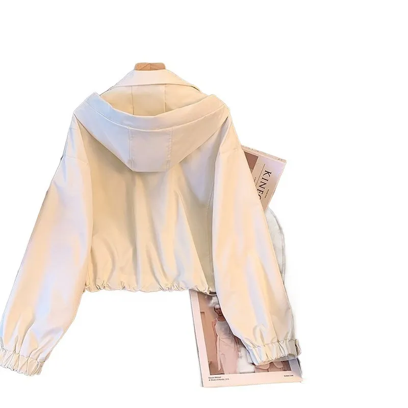 Women Fashionable Hooded Spring And Autumn Jacket Outer Wear - Image 4