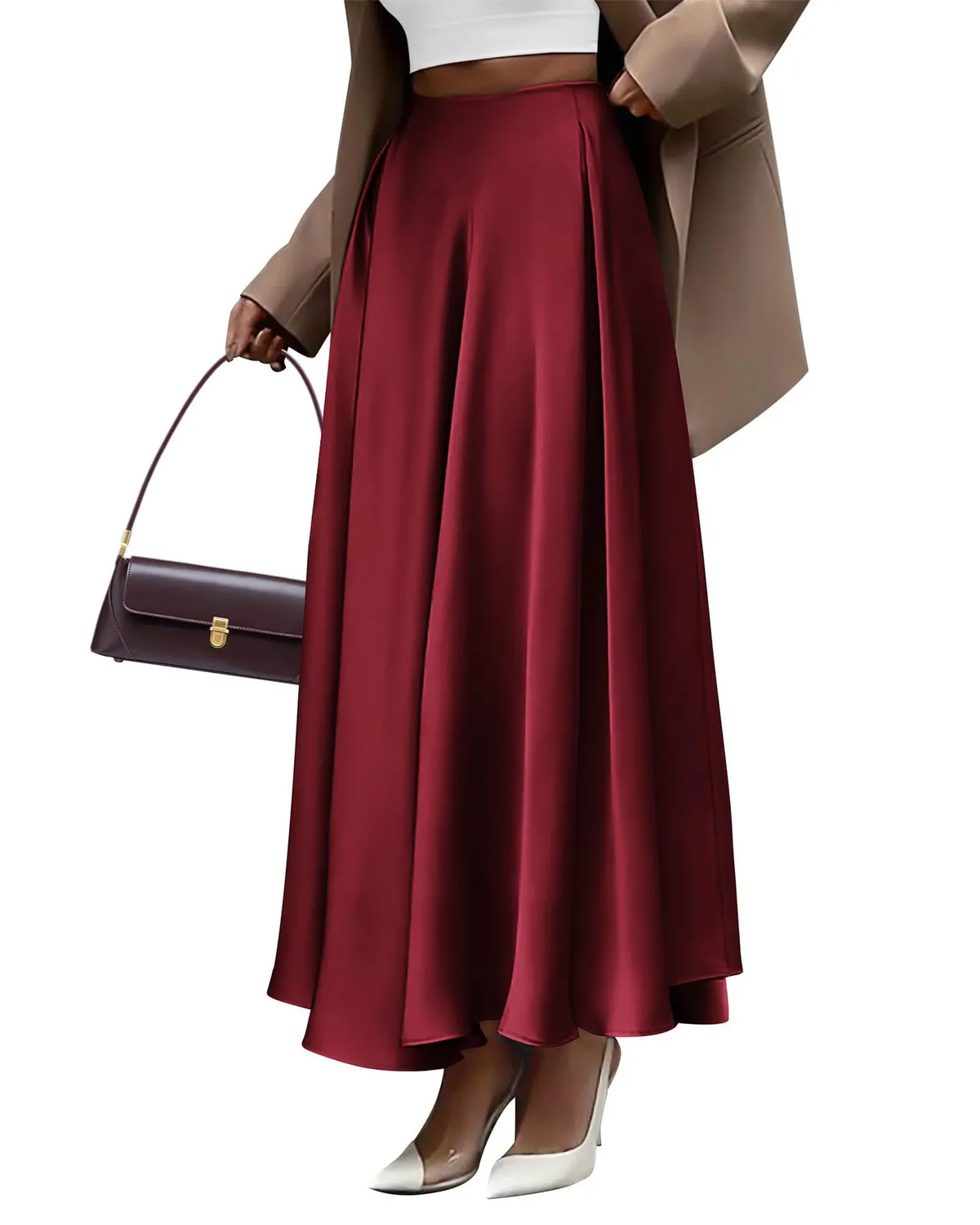 Women Fashion Solid Color High Waist Long Dress Women Plus Size Skirt - Image 10