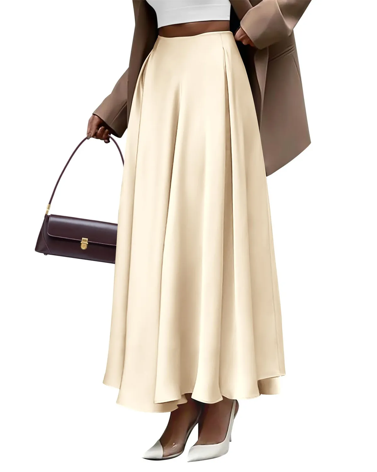 Women Fashion Solid Color High Waist Long Dress Women Plus Size Skirt - Image 11