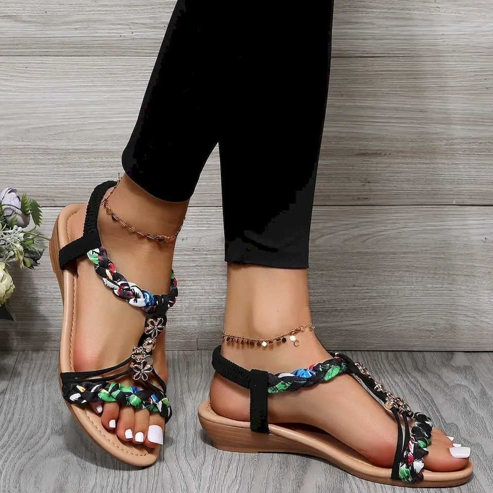 Bohemian Plus Size Woven Sandals