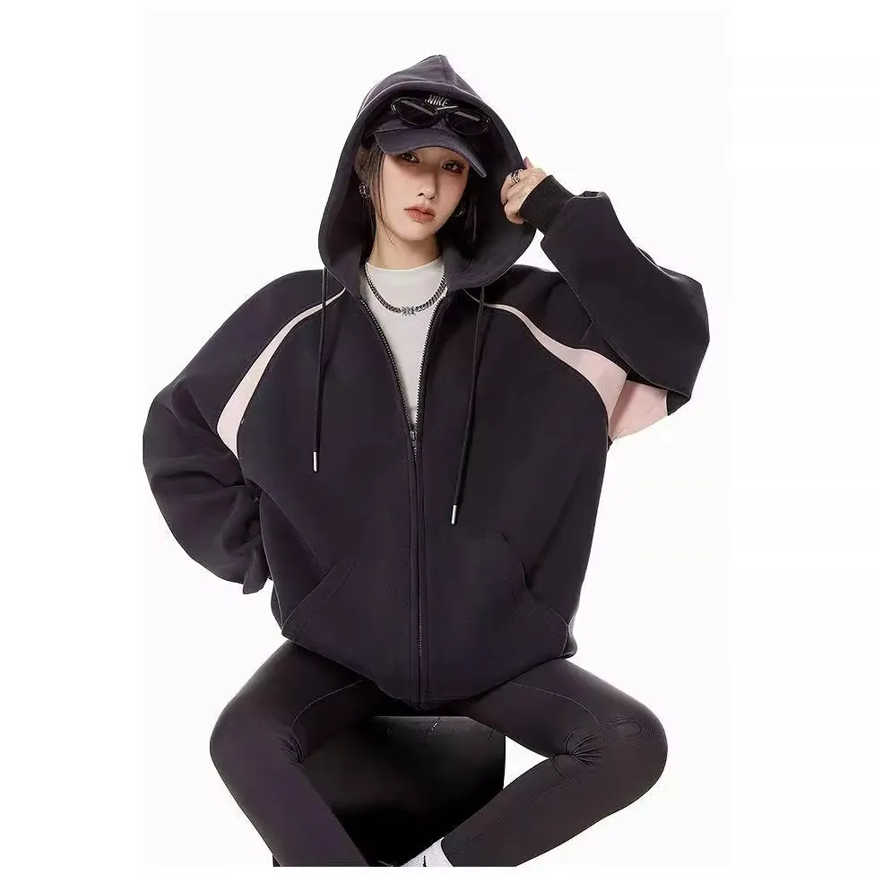 Women Fashion Casual Retro Zipper Cardigan Hoodies - Image 3