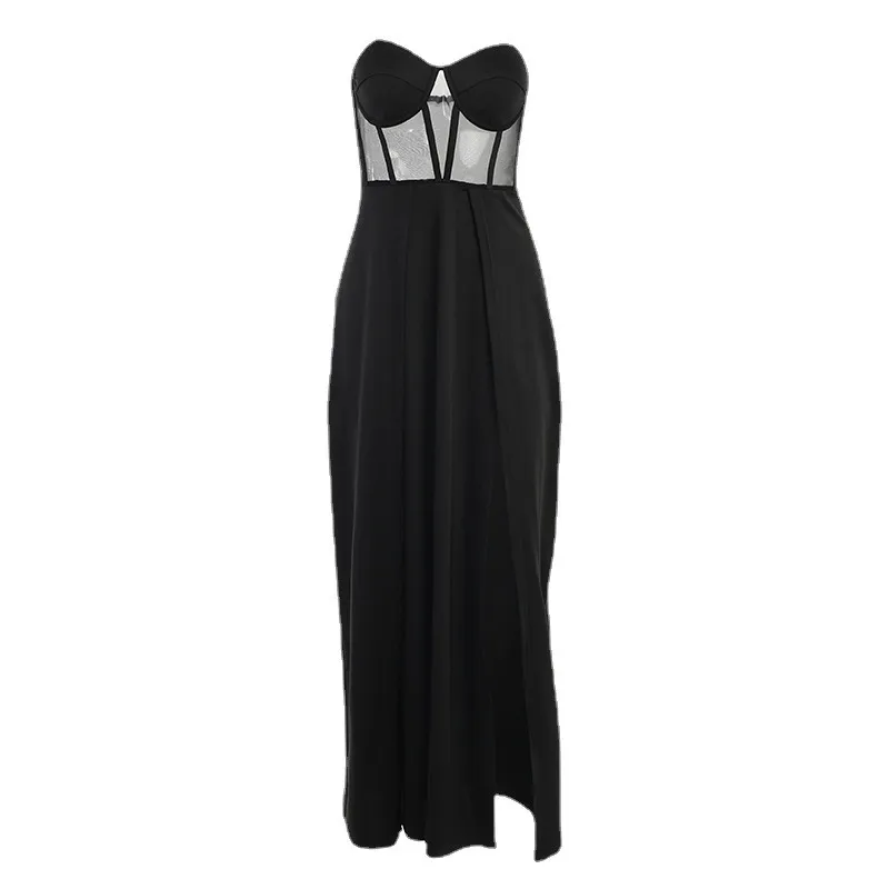 Women Sexy Strapless Waist Split Dress - Image 5