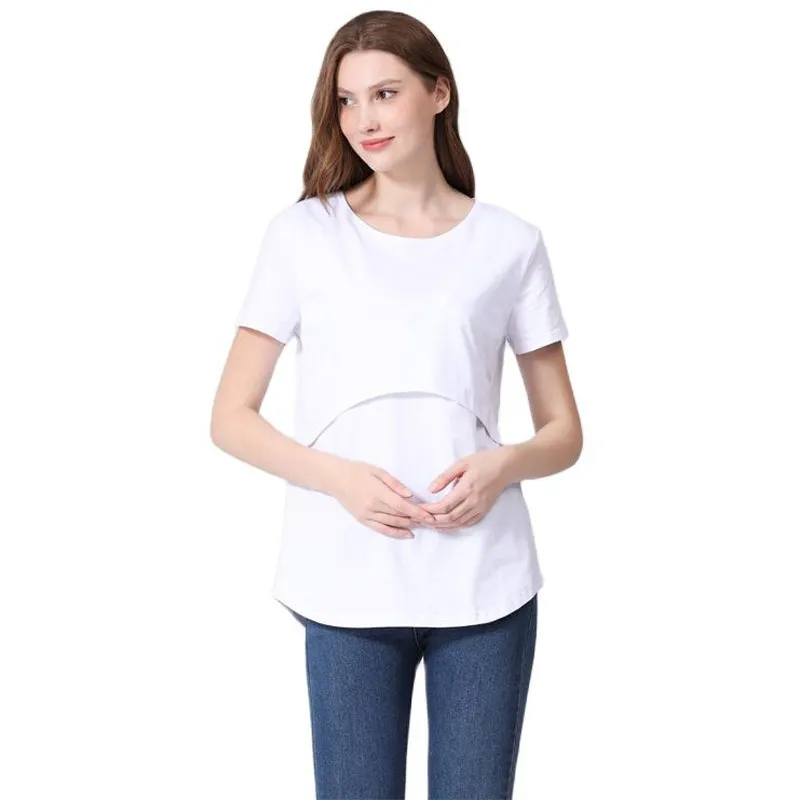 Women Casual Loose Curved Design Short-Sleeved Pregnant Women T-Shirt - Image 5