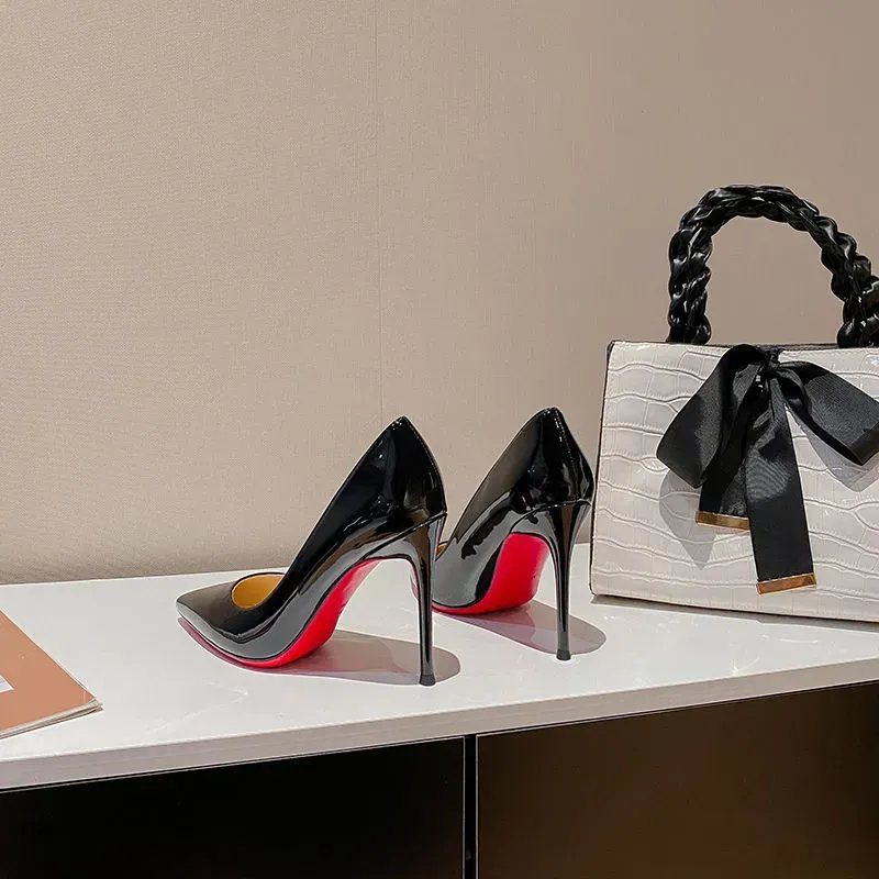 Women Fashion Sexy Patent Leather Pointed Toe High-Heel Shoes - Image 3