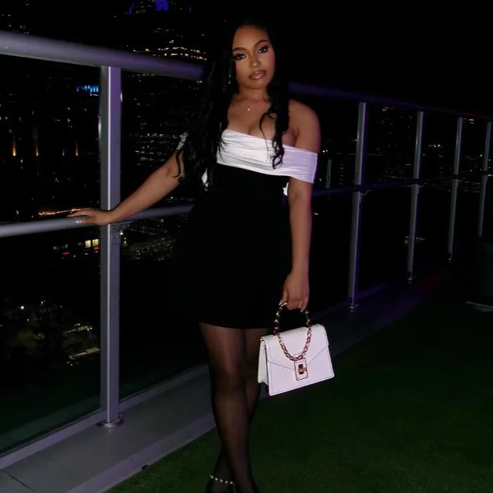 Women Fashion Sexy Contrast Color Off-Shoulder Sleeveless Bowknot Dress - Image 3