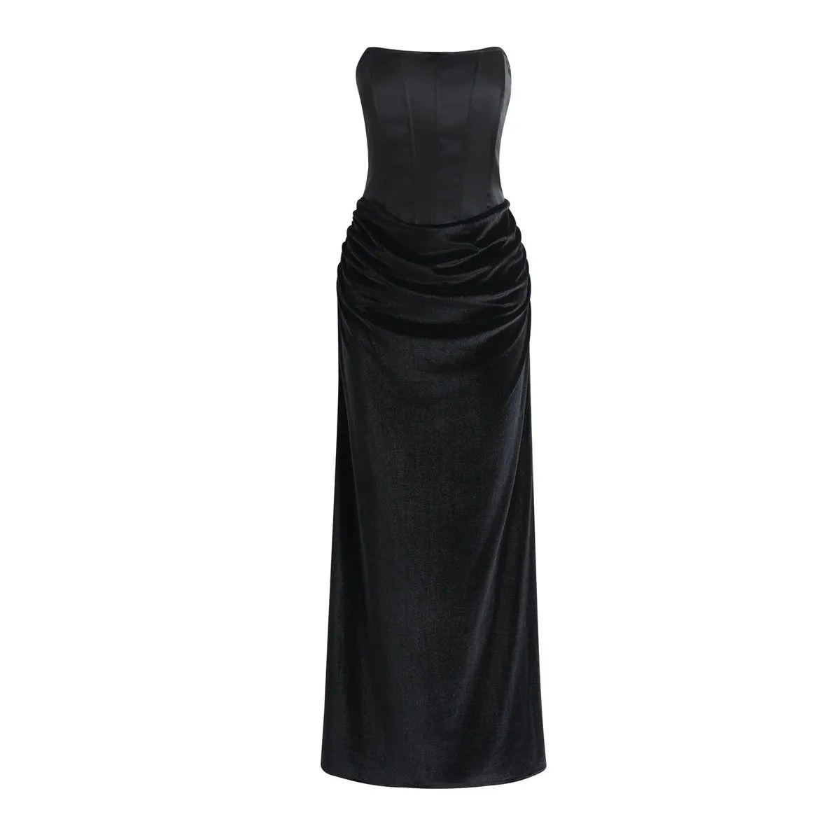 Women Sexy Fishbone Strapless Velvet Party Dress - Image 6
