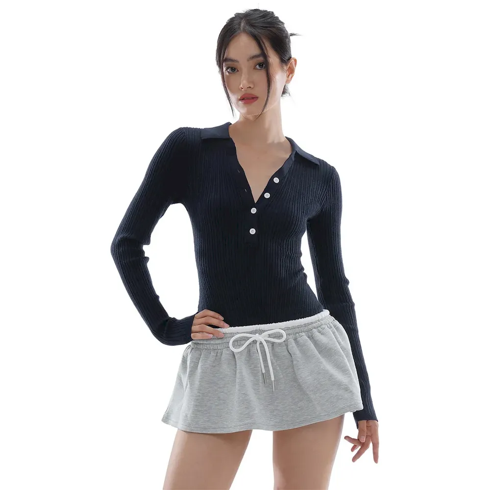 Women Fashion Casual Solid Color Low-Waist Drawstring Skirt - Image 3