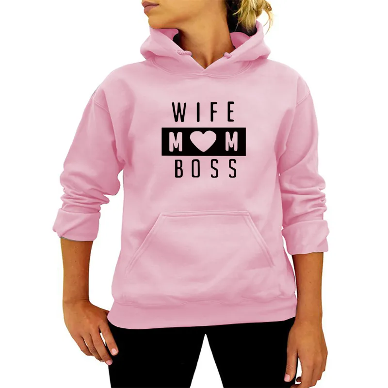 Women Fashion Casual Solid Color Mom Letter Printed Hoodies - Image 4