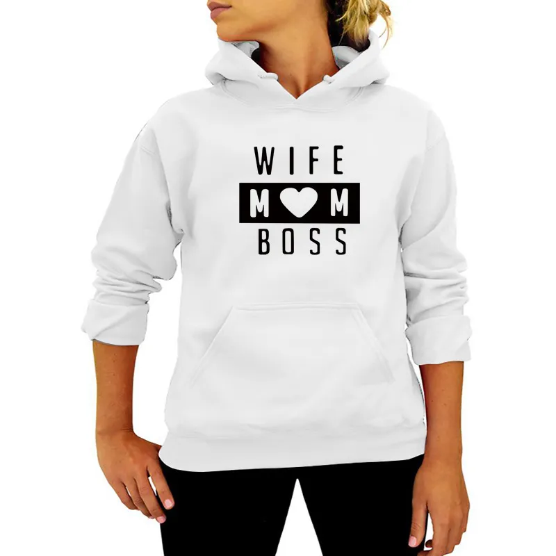 Women Fashion Casual Solid Color Mom Letter Printed Hoodies - Image 5