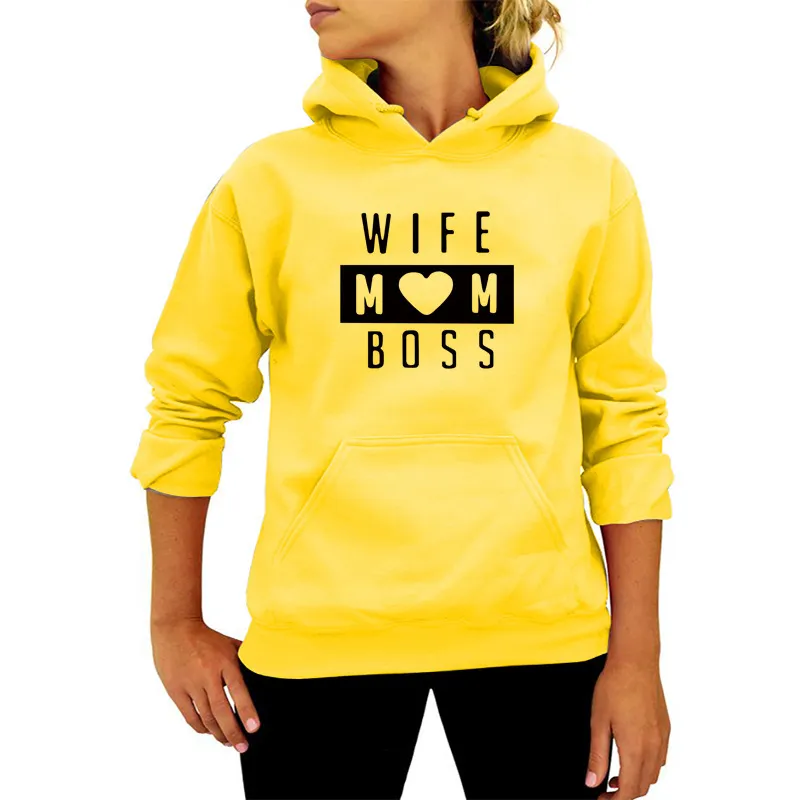 Women Fashion Casual Solid Color Mom Letter Printed Hoodies - Image 6