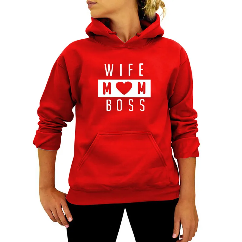 Women Fashion Casual Solid Color Mom Letter Printed Hoodies - Image 7